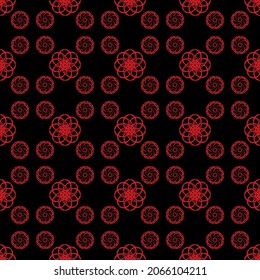 free-flowing pattern in the form of a symmetrical mesh of ornament in red-black tones for prints on fabrics, packaging, clothes and for decorating interior backgrounds, postcards, banners