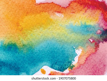 Free-flowing watercolor blue, pink and yellow. watercolor abstract background.vector illustration