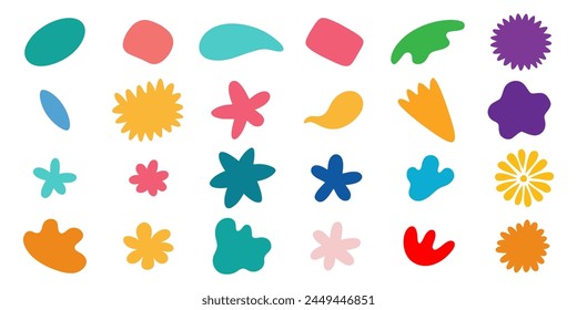 Free-form in cute pastel tones. Simple design template. Figures drawn by children.