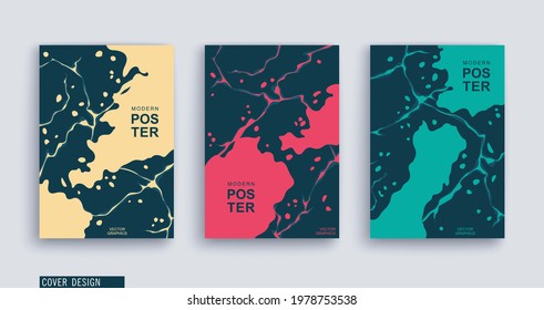 Freeform hand drawn spots and splashing. Abstract art. Trendy style covers. Vector illustration