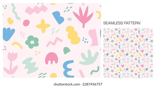 Free-form patterns in cute pastel tones. Simple pattern design template. seamless version