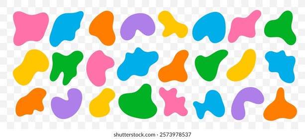Freeform set. Abstract irregular random blobs. Modern forms for design and print. Vector illustrations isolated on transparent background.