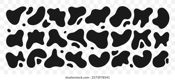 Freeform set. Abstract irregular random blobs. Modern forms for design and print. Vector illustrations isolated on transparent background.