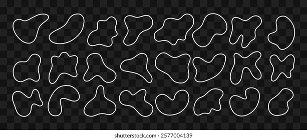 Freeform set. Collection of hand drawn outline abstract irregular blobs. Trendy minimal designs. Flat vector illustration.