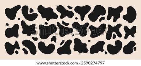 Freeform set. Collection of hand drawn abstract irregular blobs. Trendy minimal designs. Flat vector illustration.