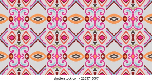 Freeform shape ethnic ikat art. Traditional seamless pattern. Design for printing, fabric,cover,clothing Vector illustrations.