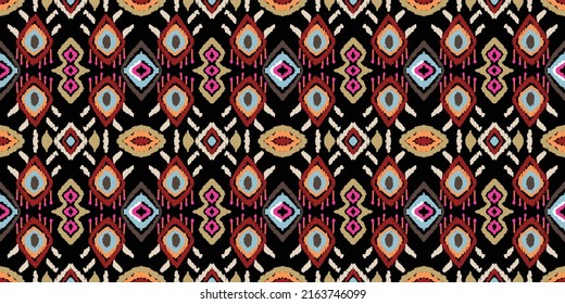 Freeform shape ethnic ikat art. Traditional seamless pattern. Design for printing, fabric,cover,clothing Vector illustrations.