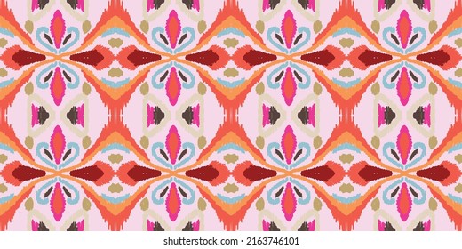 Freeform shape ethnic ikat art. Traditional seamless pattern. Design for printing, fabric,cover,clothing Vector illustrations.