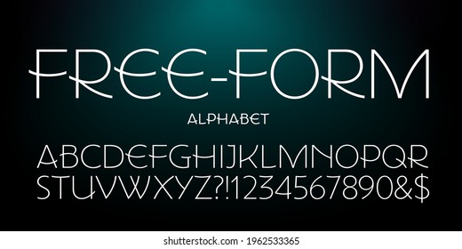 Free-form is a unique sans serif alphabet with curves and arcs in many of the stroke components. An appropriate font for logo design, especially for luxury goods or high end fashion.