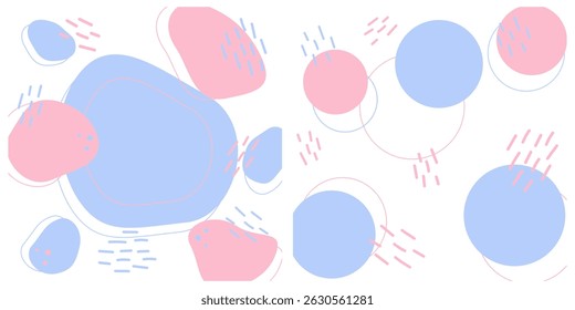 Freehand Abstract lines, spots and strokes in trendy Colorful pallet Doodle Copy space Template Set