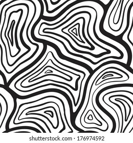 Freehand abstract seamless pattern, vector. Endless doodle illustration for background, fabric, wrap paper. Black-and-white