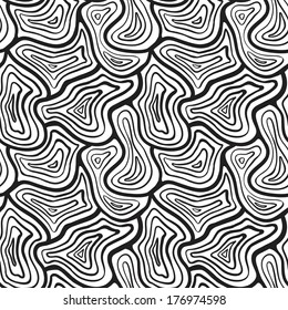 Freehand abstract seamless pattern, vector. Endless doodle illustration for background, fabric, wrap paper. Black-and-white