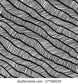 Freehand abstract seamless pattern, vector illustration. Endless doodle illustration for background, fabric, wrap paper. Black-and-white
