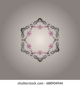 Freehand artistic ethnic illustration for adult coloring pages, art therapy, bohemian tattoo, t-shirt patterned print, posters, logo Vector sketch. Zentangle winter snowflake for Christmas, New Year.
