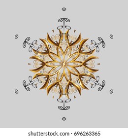 Freehand artistic ethnic illustration for adult coloring pages, art therapy, bohemian tattoo, t-shirt patterned print, posters, logo Vector design. Zentangle winter snowflake for Christmas, New Year.