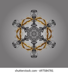 Freehand artistic ethnic illustration for adult coloring pages, art therapy, bohemian tattoo, t-shirt patterned print, posters, logo Vector design. Zentangle winter snowflake for Christmas, New Year.