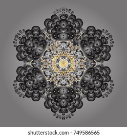 Freehand artistic ethnic illustration for adult coloring pages, art therapy, bohemian tattoo, t-shirt patterned print, posters, logo Vector design. Zentangle winter snowflake for Christmas, New Year.