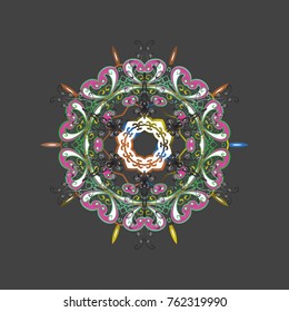 Freehand artistic ethnic illustration for adult coloring pages, art therapy, bohemian tattoo, t-shirt patterned print, posters, logo Vector sketch. Zentangle winter snowflake for Christmas, New Year.