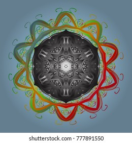 Freehand artistic ethnic illustration for adult coloring pages, art therapy, bohemian tattoo, t-shirt patterned print, posters, logo Vector sketch. Zentangle winter snowflake for Christmas, New Year.
