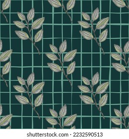 Freehand branches with leaves seamless pattern. Hand drawn organic background. Decorative forest leaf endless wallpaper. Design for fabric, textile print, wrapping, cover. Vector illustration.