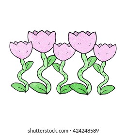 freehand cartoon drawing of flowers