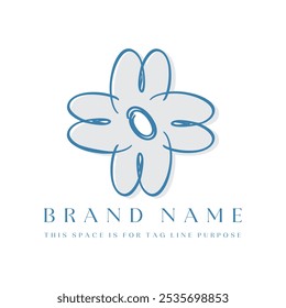 Freehand Clover Shaped Flower Vector Logo Art