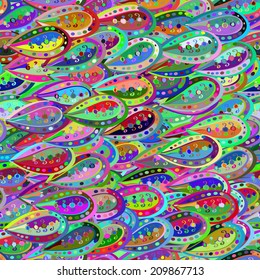 Freehand colored abstract seamless pattern, vector. Endless doodle illustration for background, fabric, wrap paper 