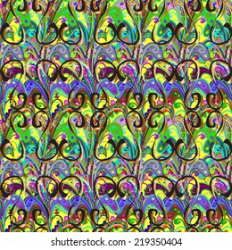 Freehand colored abstract seamless pattern, vector. Endless doodle illustration for background, fabric, wrap paper 