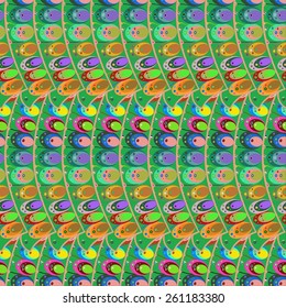 Freehand colored abstract seamless pattern, vector. Endless doodle illustration for background, fabric, wrap paper 