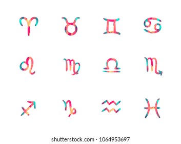 Freehand colorful gradient shapes zodiac signs vector illustration