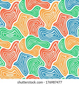 Freehand coloured abstract seamless pattern, vector. Endless doodle illustration for background, fabric, wrap paper