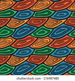 Freehand coloured abstract seamless pattern, vector. Endless doodle illustration for background, fabric, wrap paper