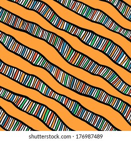 Freehand coloured abstract seamless pattern, vector. Endless doodle illustration for background, fabric, wrap paper