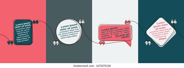 freehand continuous one line art drawing Quote speech bubble templates set on flat paper. Modern Minimal design continuous one line art typography flat design cloud. single quotation speech bubble set