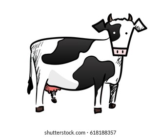 Freehand cow illustration. Vector design