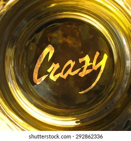 Freehand Crazy message on water surface. Platinum Gold letters. CD cover design. Water circles vector background illustration. 