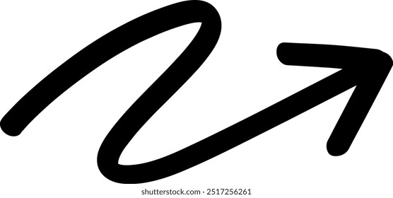 Freehand doodle arrow, ideal for adding a casual touch to directions, notes, designs, and illustrations