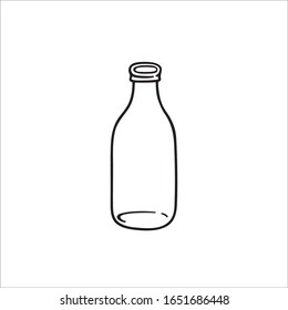 Freehand doodle sketch vector illustration of empty old-fashioned milk bottle in line art style. Reusable materials plastic free recycling concept