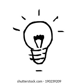 Freehand draw bulb icon vector.