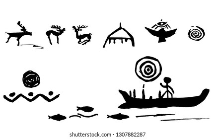 freehand drawing of an ancient cave painting
