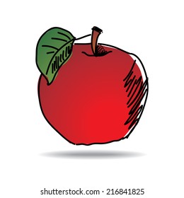 Freehand drawing apple icon - vector eps 10 illustration