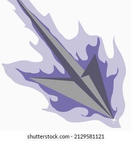 Freehand Drawing Of An Arrowhead With Purple Fire Vector
