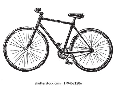 Freehand drawing of bicycle for active walks