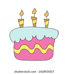 Freehand drawing Birthday cake icon - Happy Birthday.
