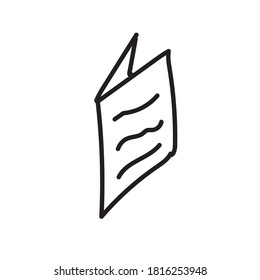 Freehand drawing. Book in black and white. Simple symbol,
website concept, icons. isolated object. Vector illustration.