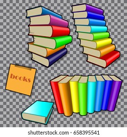 freehand drawing books in colored bindings on a checkered background