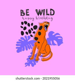 Freehand drawing card of a panter. 