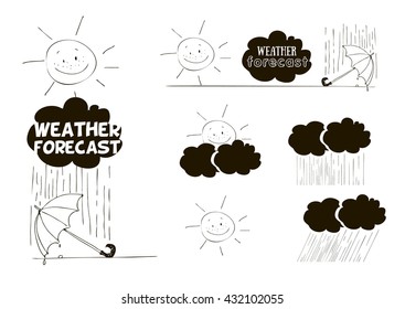 freehand drawing; cloud; cloud; rain; sun; weather; weather map; weather icons; weather; weather forecast; meteorologist; meteorology; umbrella