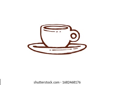 freehand drawing coffee cups, vector image