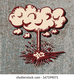 Freehand drawing Comic Explosion and Clound Burst Expressions on grunge background, Vector Eps10